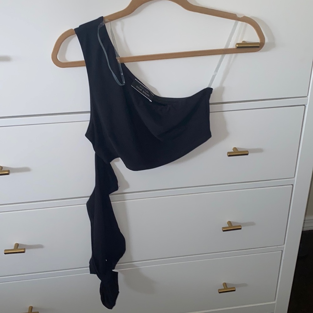 One shoulder top with wrap around tie